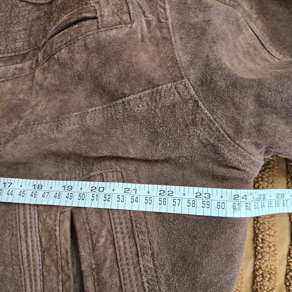 Weekends Mens Vintage 90s Brown Leather Suede Bomber Aviator Flight Jacket XL - Picture 11 of 12